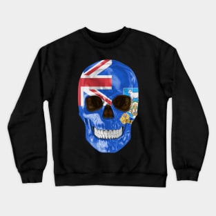 Falkland Islands Flag Skull - Gift for Falkland Islanders With Roots From Falkland Islands Crewneck Sweatshirt